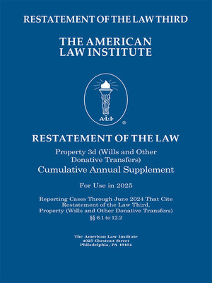 cover image of Restatement of the Law Third, Property (Wills and Other Donative Transfers)